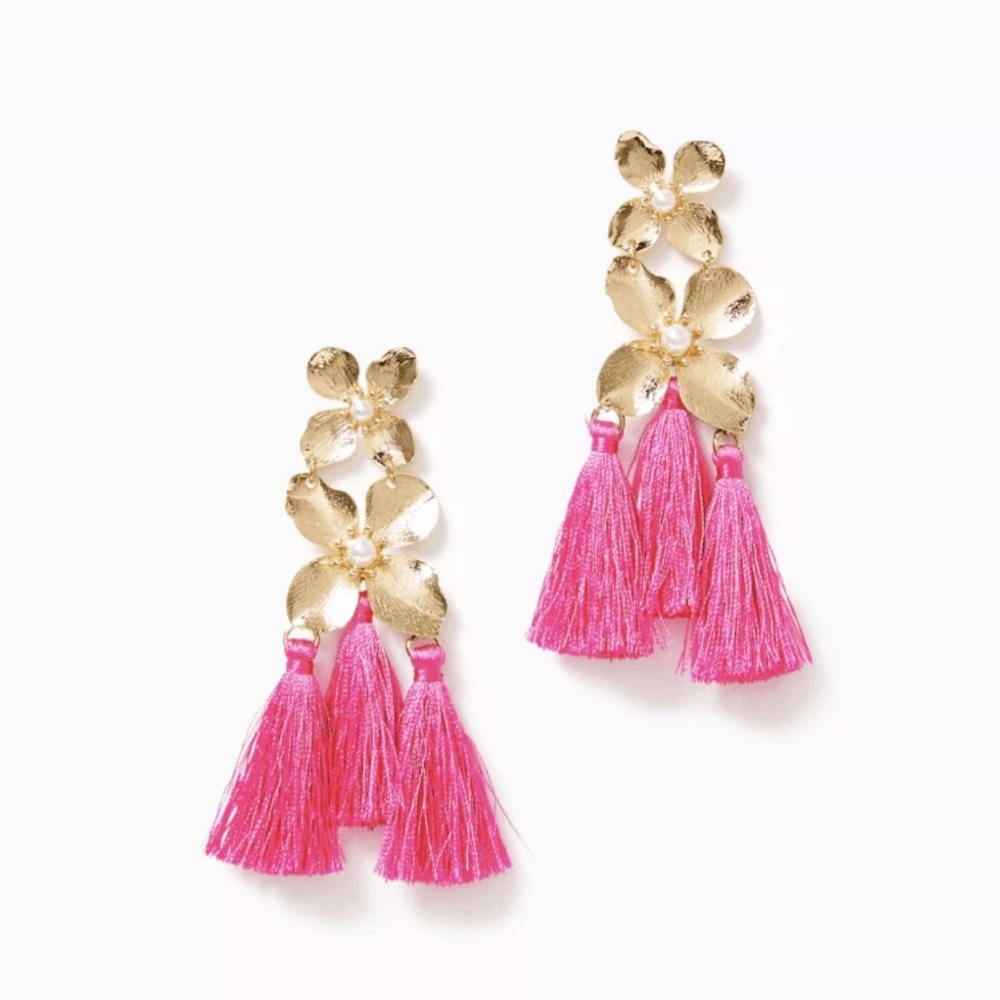 New with tags Lilly Pulitzer Via Flora Tassel Earrings Roxie pink